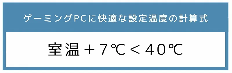 ゲーミングPCに快適な設定温度の計算式　室温+7℃＜40℃
