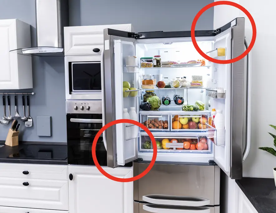 冷蔵庫ドアの可動範囲
